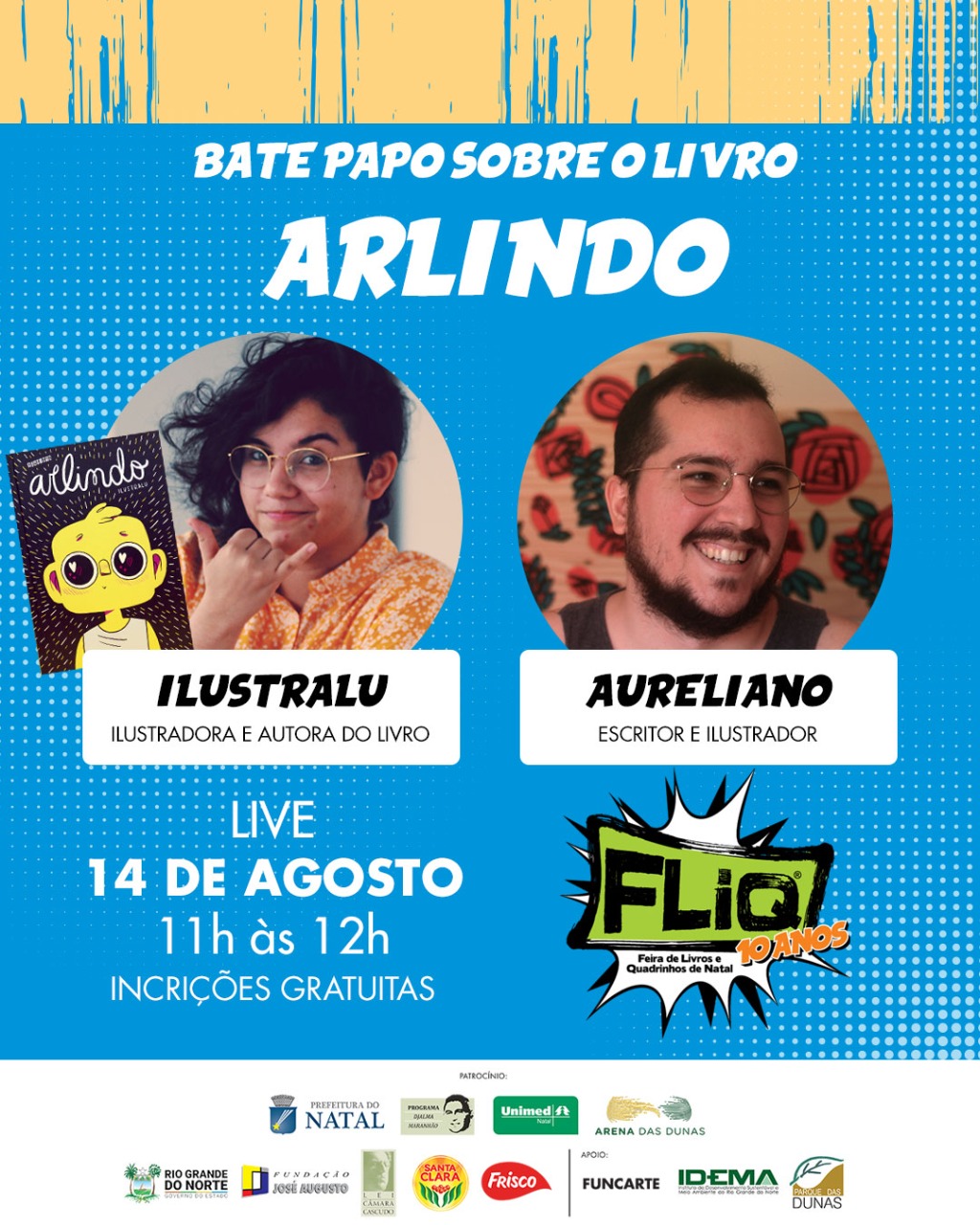 feira-de-livros-e-quadrinhos-de-natal-realiza-neste-sabado-14-live-com-ilustralu-sobre-sua-nova-obra-arlindo